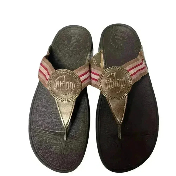 FitFlop WalkStar Bronze Toe Post Sandals Size 7 - Picture 7 of 10